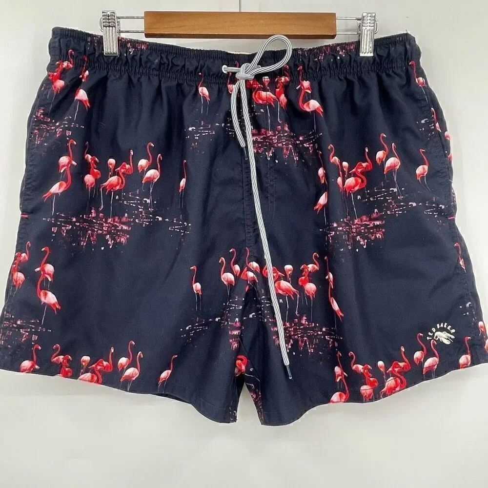 Ted Baker London Multicolor Flamingos Slim Fit Quick Dry Swim Trunks Size 6